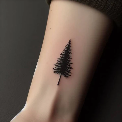 Alluring Pine Tree Silhouette Tattoo2