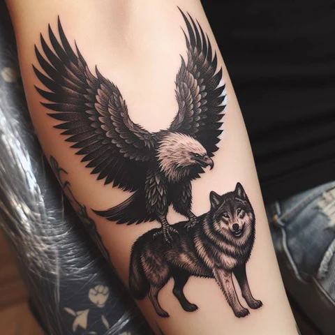 42 Exquisite Eagle Tattoo Ideas 28 Alpha Eagle And Wolf Tattoo