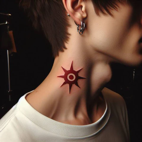 Altered Sharingan Tattoo On Neck2