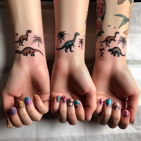 20 Stunning Sibling Tattoo Ideas To Go Back In Time! 27 Amulet Of Longevity Simple Siblings Dinosaurs Tattoo