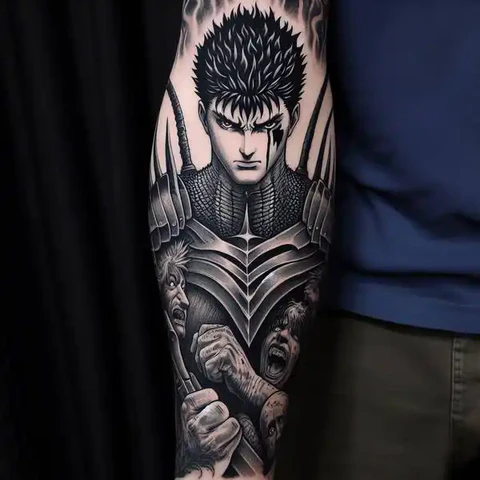 An Intimidating Berserk Tattoo On Forearm