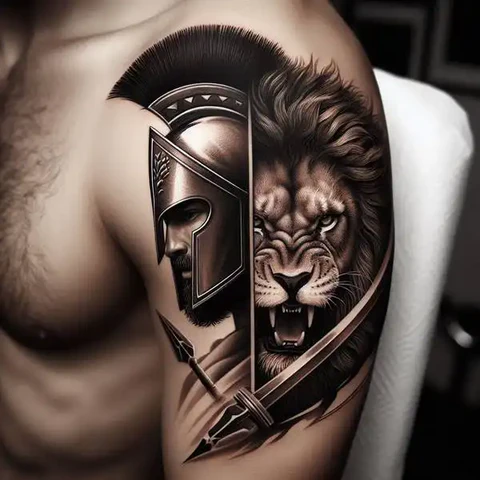 75 Meaningful Spartan Tattoo Ideas To Pump Your Blood With Adrenaline 14 Artistic Spartan And Lion Tattoo