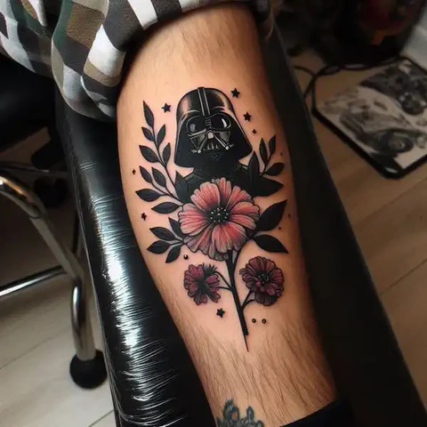 Beautiful Yet Haunting Floral Star Wars Tattoo