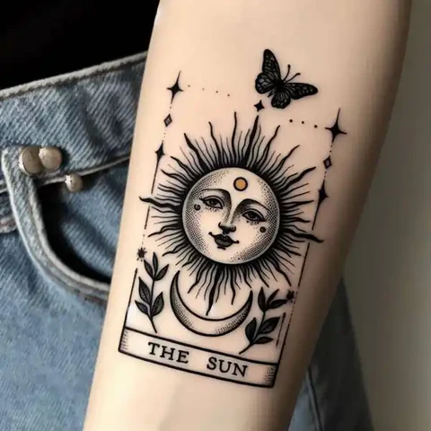 19 Mysterious Designs For Tarot Card Tattoos ideas 9 Being Appreciative Of The Present