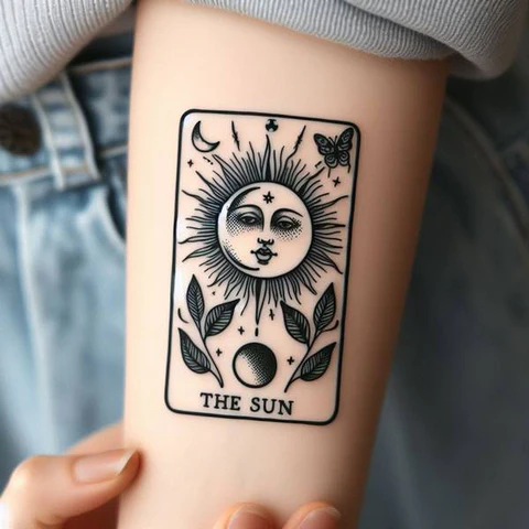 19 Mysterious Designs For Tarot Card Tattoos ideas 10 Being Appreciative Of The Present2