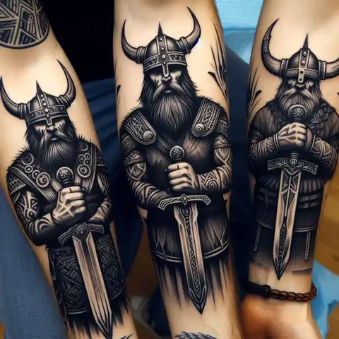 Berserk Viking Design With Ornamental Swords