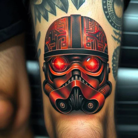 Biomechanical Above The Knee Star Wars Tattoo