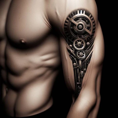 Biomechanical Bicep Tattoo
