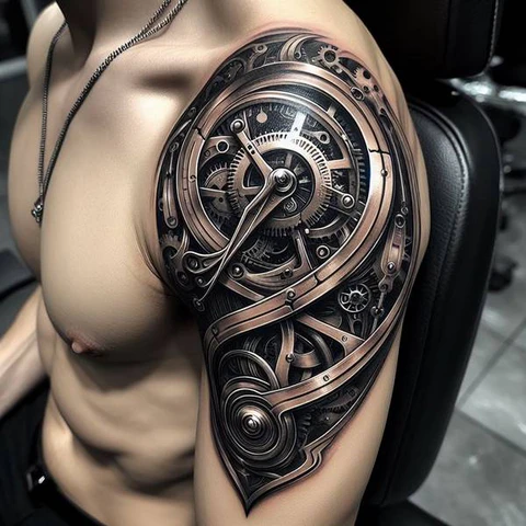 Biomechanical Clock Tattoo