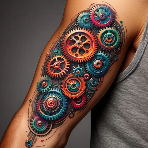 Biomechanical Gear Tattoo 1
