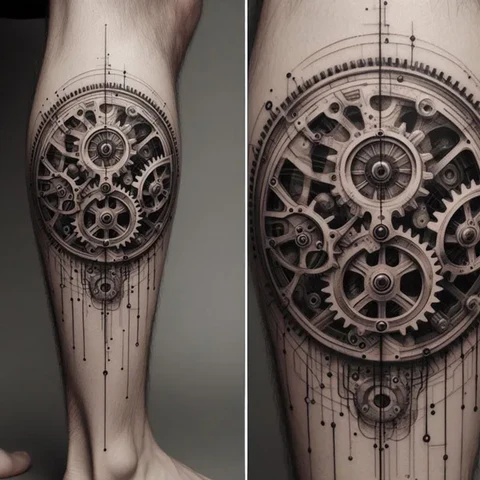 Biomechanical Leg Tattoo 1