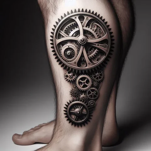Biomechanical Leg Tattoo