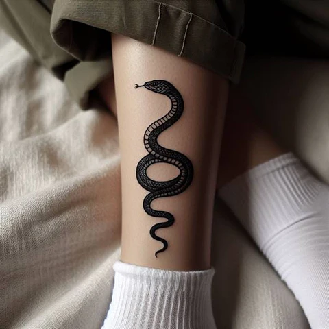 30 Sacred Snake Tattoo Ideas To Highlight Your Exclusivity! 51 Black And White Leg Snake Tattoo