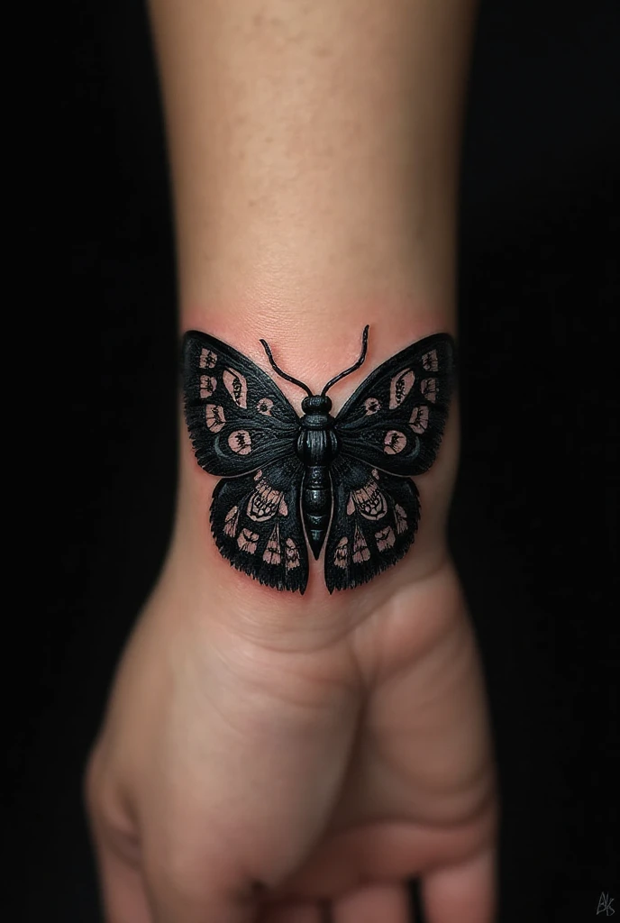 15 Magical Moth Tattoo Ideas 7 Black Moth Tattoo With A Peek Of Patterns