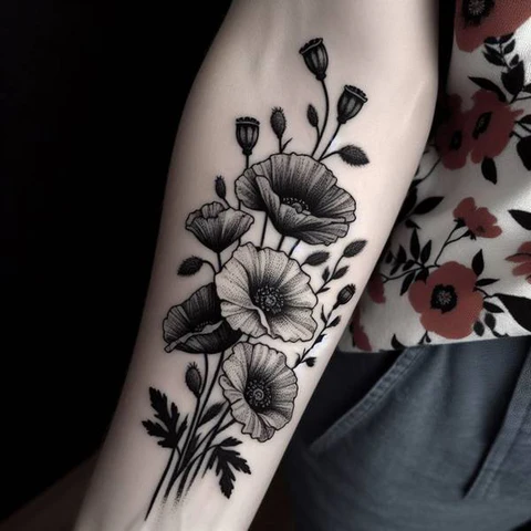 16 Pleasant Poppy Tattoo Ideas To Reveal Life’s Meaning! 21 Blast Of Monochrome Detailed Poppy Blackwork Tattoo