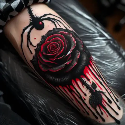 Bloody Gothic Rose Tattoo