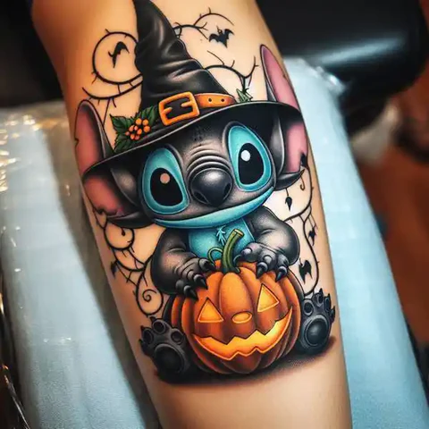 17 Charming Stitch Tattoo Ideas To Stimulate Your Brain! 25 Bloom Of Radiance2 Illuminating Halloween Stitch Tattoo