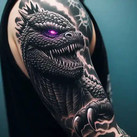 Breath Of Fresh Air Adorable Godzilla Tattoo 2