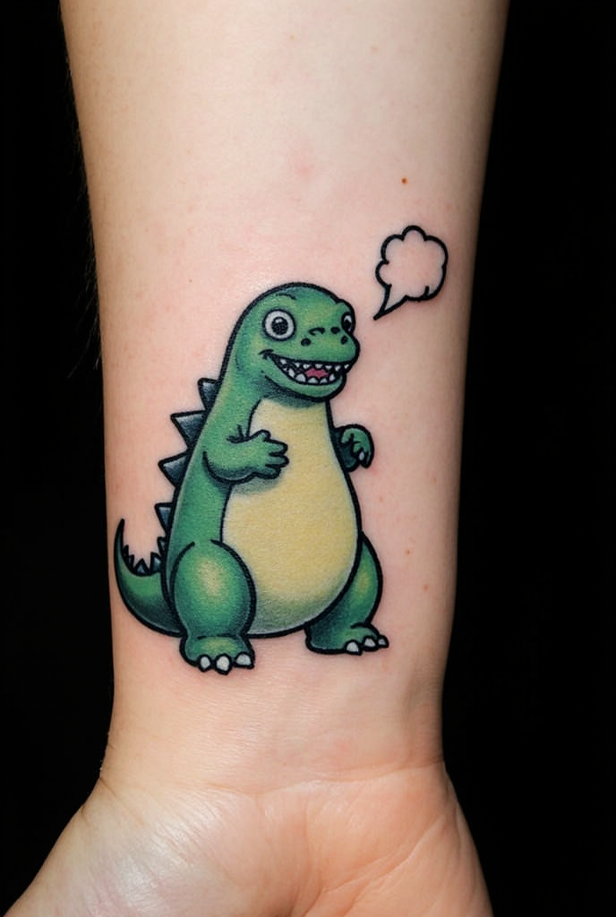 Breath Of Fresh Air Adorable Godzilla Tattoo