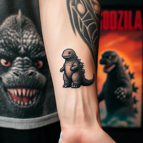 Breath Of Fresh Air Adorable Godzilla Tattoo