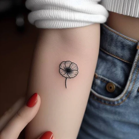 16 Pleasant Poppy Tattoo Ideas To Reveal Life’s Meaning! 3 Breeze Of Calmness Simple Poppy Tattoo With Elegant Curves