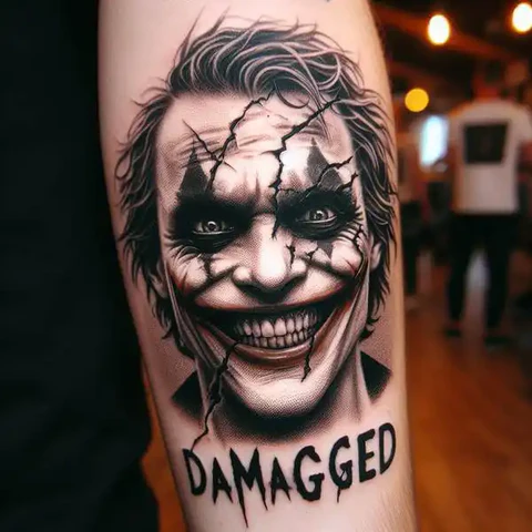 29 Fascinating Joker Tattoo Ideas 36 Broken And Damaged Joker Tattoo2