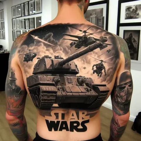 Brutal Star Wars Tattoo On Back
