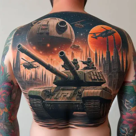 Brutal Star Wars Tattoo On Back2