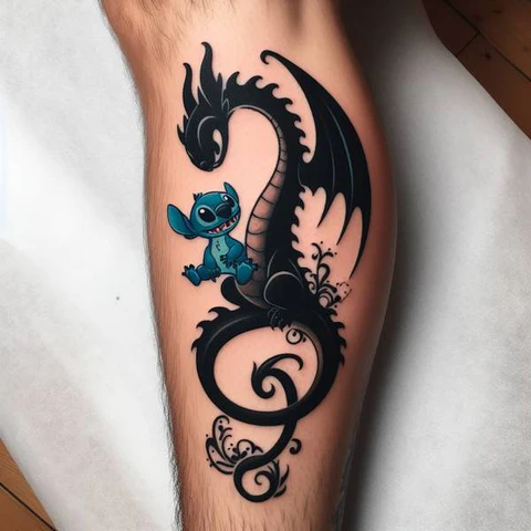 17 Charming Stitch Tattoo Ideas To Stimulate Your Brain! 14 Buddies For Life2 Combined Stitch And Toothless Tattoo