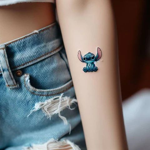 17 Charming Stitch Tattoo Ideas To Stimulate Your Brain! 3 Bundle Of Joy Small Stitch Tattoo With Exuberant Colors