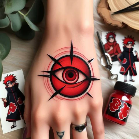 Cardinal Sharingan Tattoo On Hand