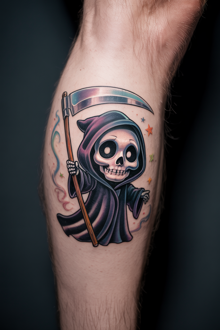 Cartoon Grim Reaper Tattoo