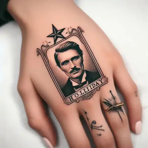 21 Dazzling Doc Holliday Tattoo Ideas To Sling Guns Like A Pro! 4 Celestial Doc Holliday Hand Tattoo 2