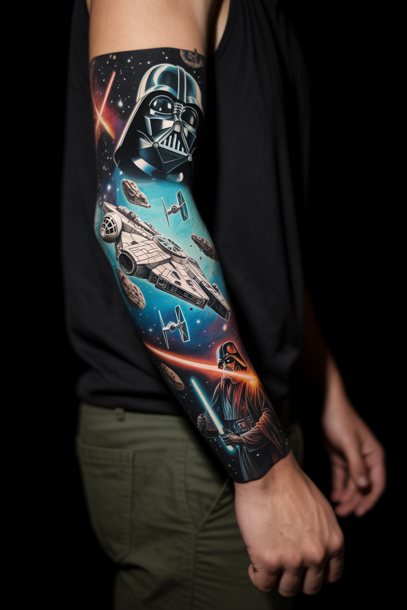 Celestial Star Wars Tattoo On Sleeve 2