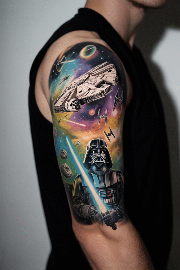 Celestial Star Wars Tattoo On Sleeve