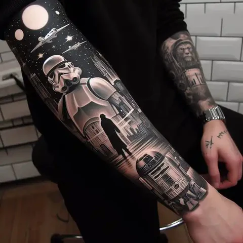 Celestial Star Wars Tattoo On Sleeve