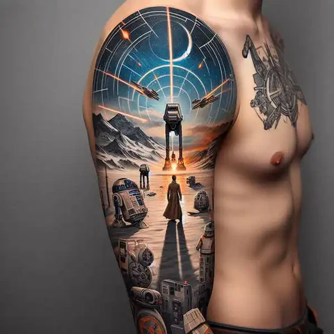 Celestial Star Wars Tattoo On Sleeve2