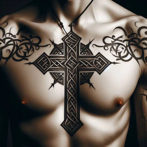 17 Empowering Ideas For Celtic Cross Tattoos 11 Celtic Cross Chest Tatto