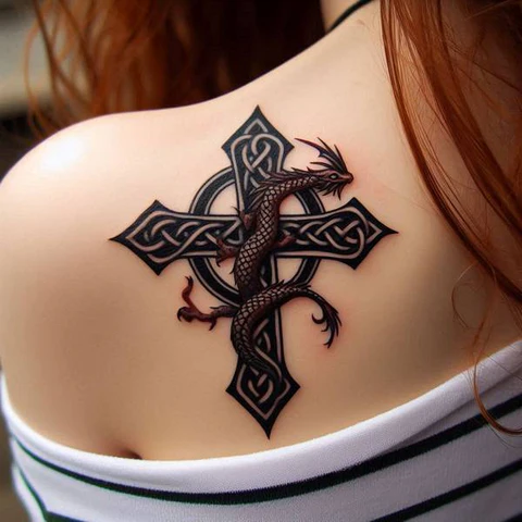 17 Empowering Ideas For Celtic Cross Tattoos 8 Celtic Cross Dragon Tatto