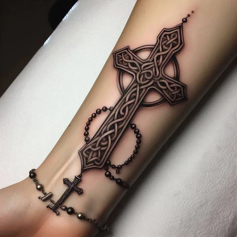 17 Empowering Ideas For Celtic Cross Tattoos 14 Celtic Cross Rosary Tatto