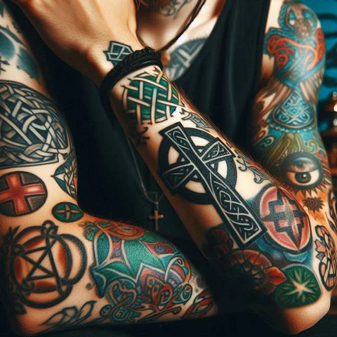 17 Empowering Ideas For Celtic Cross Tattoos 9 Celtic Cross Sleeve Tatt