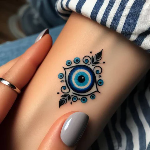 18 Engaging Evil Eye Tattoo Ideas 3 Colorful Blue Evil Eye Tattoo