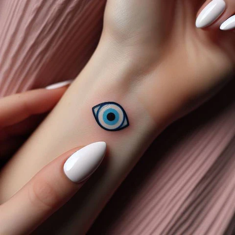 18 Engaging Evil Eye Tattoo Ideas 4 Colorful Blue Evil Eye Tattoo2