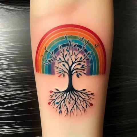 23 Fearless Family Tree Tattoo Ideas 35 Colorful Family Tree And Rainbow Tattoo