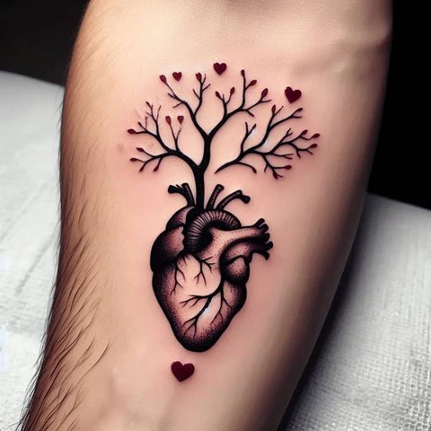 23 Fearless Family Tree Tattoo Ideas 18 Combined Anatomical Heart Family Tree Tattoo