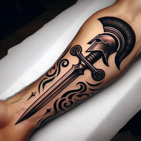 75 Meaningful Spartan Tattoo Ideas To Pump Your Blood With Adrenaline 11 Combining The Spartan Weapons