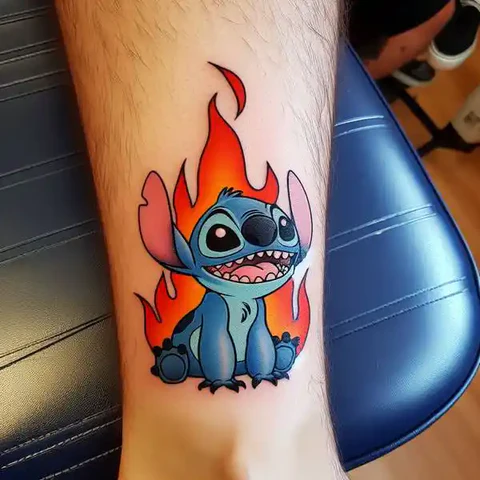 17 Charming Stitch Tattoo Ideas To Stimulate Your Brain! 2 Contrast Of Whimsical Colors2 Vibrant Lilo And Stitch Tattoo
