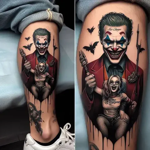 29 Fascinating Joker Tattoo Ideas 5 Couple Joker And Harley Quinn Tattoo