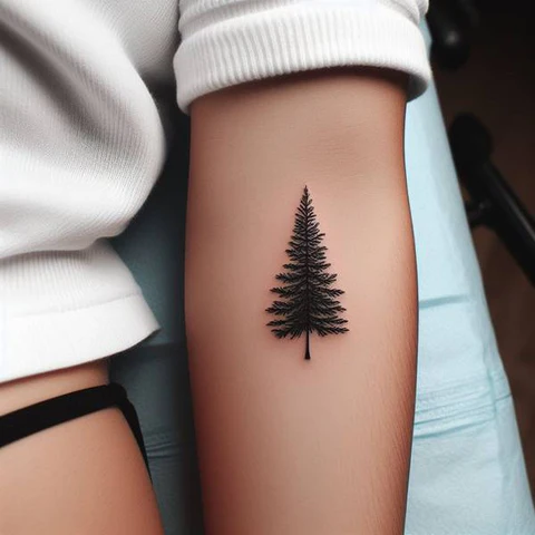 Creative Pine Tree Outline Tattoo2