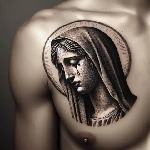 17 Sensational Virgin Mary Tattoo ideas 2 Crying Virgin Mary Tattoo Tears Of Pearls